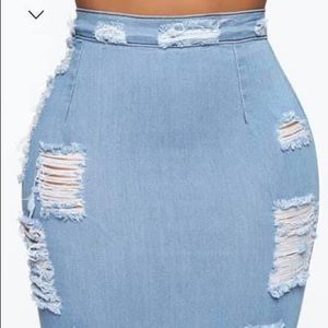 Distressed Denim Skirt